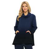 Mock-Neck Dip-Dye Tunic in Charcoal/Black - FT4075