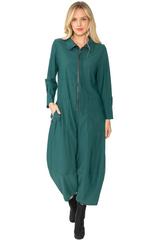 Zip-Front High Neck Jumpsuit in Green - 3297JS-GN