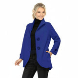 Techno Knit Sculpted Button Jacket in Royal Blue - 7509J-BLU
