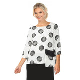 Polka-Dot Pocket Top in White/Black - 4862T-WT - Sizes SMALL ONLY