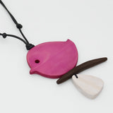Fuchsia Robin On A Branch Necklace