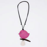 Fuchsia Robin On A Branch Necklace