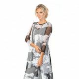 Abstract Print Mesh Tunic & Pant Set - 7307TP