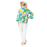 Springtime Abstract-Art-Print Jacket in Blue/Multi - 6855J-BLU