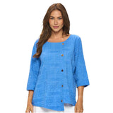 Aztec Embroidered Top in French Blue - EC107-BLU - Size XL