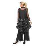 Embroidered Dot Hi-Low Tunic Blouse in Black - 6471T-BLK