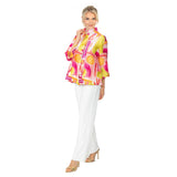 Springtime Abstract-Art-Print Jacket in Pink/Multi - 6855J-PNK