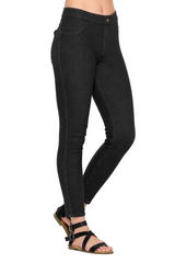 Denim Knit Stretch Ankle Pant w/Back Pockets - FC105