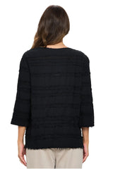 Focus Fringe-Trim Voile Top in Black - FR102-BLK