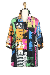 Graffiti Print Swing Jacket in Multi - 5038