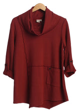 Draped Cowl-Neck Tunic in Burgundy - HC201-BRG