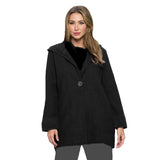 Long Hooded Waffle Jacket in Black - FW138-BK