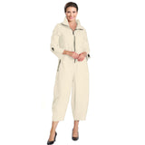 High Neck Zip-Front Jumpsuit in Oyster - 3297JS-OYS