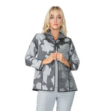 Floral Jacquard Open Front Jacket in Charcoal - 4757J-CH