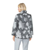 Floral Jacquard Open Front Jacket in Charcoal - 4757J-CH