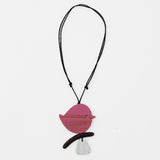 Pink Robin On A Branch Adjustable Necklace