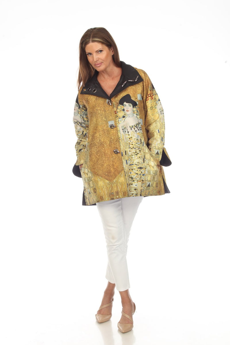 Lindi Klimt Inspired Reversible Lady in Gold Raincoat - J4239