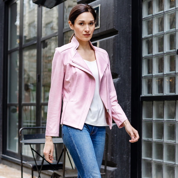 Clara Sunwoo Faux Leather Jacket in Pink - JK161-PNK - Size 1X Only!