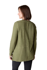 Textured Seamed Pocket Tunic in Olive - 16011-OLV - Size L Only