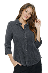 Stretch Cotton Shirt with a Suede-Like Finish - JT101