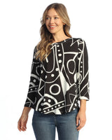 "Déjà Vu" Cotton Modal Round Neck Top - KM1-2167 - Limited Sizes!