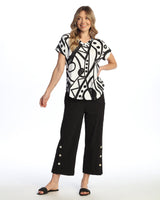 "Cay" Cotton Modal Easy Fit Short Sleeve V-Neck Top - KM2-2071 - Size S Only!