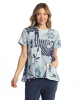 "Hana" Cotton Modal Short Sleeve Top W/ Pockets- KM3-2075