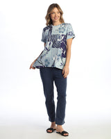 "Hana" Cotton Modal Short Sleeve Top W/ Pockets- KM3-2075