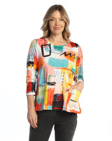 "Modernist" Cotton Modal Relaxed Top W/ Side Pocket- KM4-2113