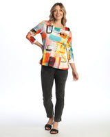 "Modernist" Cotton Modal Relaxed Top W/ Side Pocket- KM4-2113
