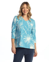 "Lauren" Cotton Spandex V-Neck Top W/ Side Slits - KS1-2109