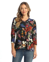 Cotton Spandex Rounded V-Neck Top W/ Side Slits - KS1