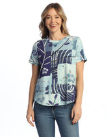 "Hana" Cotton Spandex Round Neck Short Sleeve Top - KS2-2075