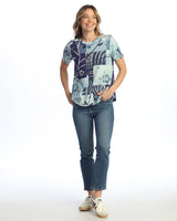 "Hana" Cotton Spandex Round Neck Short Sleeve Top - KS2-2075