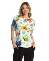 "Arabella" Cotton Spandex Round Neck Short Sleeve Top - KS2-2077- Limited Sizes!