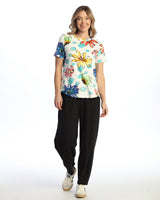 "Arabella" Cotton Spandex Round Neck Short Sleeve Top - KS2-2077- Limited Sizes!