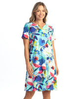 Cotton Spandex Notch Neck Shift Dress- KS4