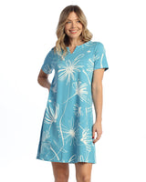 "Lauren" Cotton Spandex Notch Neck Shift Dress- KS4-2109