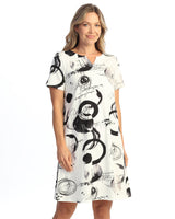 Cotton Spandex Notch Neck Shift Dress- KS4