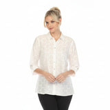 Subtle Heart Embossed Shirt in White - 15617-WT