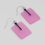 Pink Rectangle Dangle Earrings