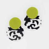 Lime, Black and White Lola Statement Earrings