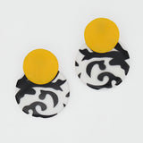 Yellow, Black and White Lola Statement Earrings
