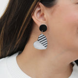 Silver Stripe Frosted Heartstrings Earring