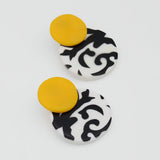 Yellow, Black and White Lola Statement Earrings