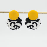 Yellow, Black and White Lola Statement Earrings