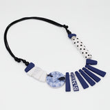 Blue and White Eclectic Adjustable Necklace
