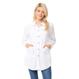 Long Waffle Shirt/Jacket in White - LW110-WHT