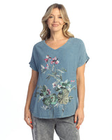 "Reina" Mineral Washed Gauze Short Sleeve Top - M104-2095- Sizes 1X & 3X ONLY