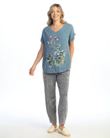 "Reina" Mineral Washed Gauze Short Sleeve Top - M104-2095- Sizes 1X & 3X ONLY